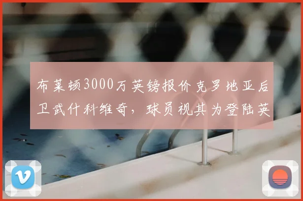 布莱顿3000万英镑报价克罗地亚后卫武什科维奇，球员视其为登陆英超跳板，转会动态全解析